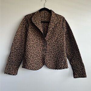 VTG Beluva San Fransisco Brown Reversible Leopard Print Button Down Blazer Small